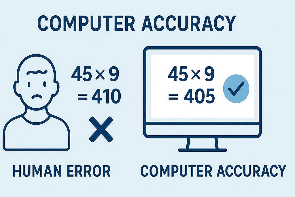 computer accuracy showing precise and error free calculation results