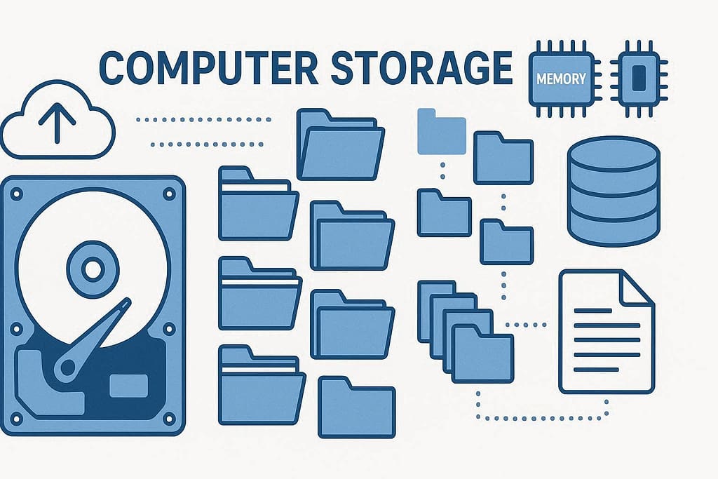 “computer storage showing large data capacity hard drive memory and cloud storage concept”